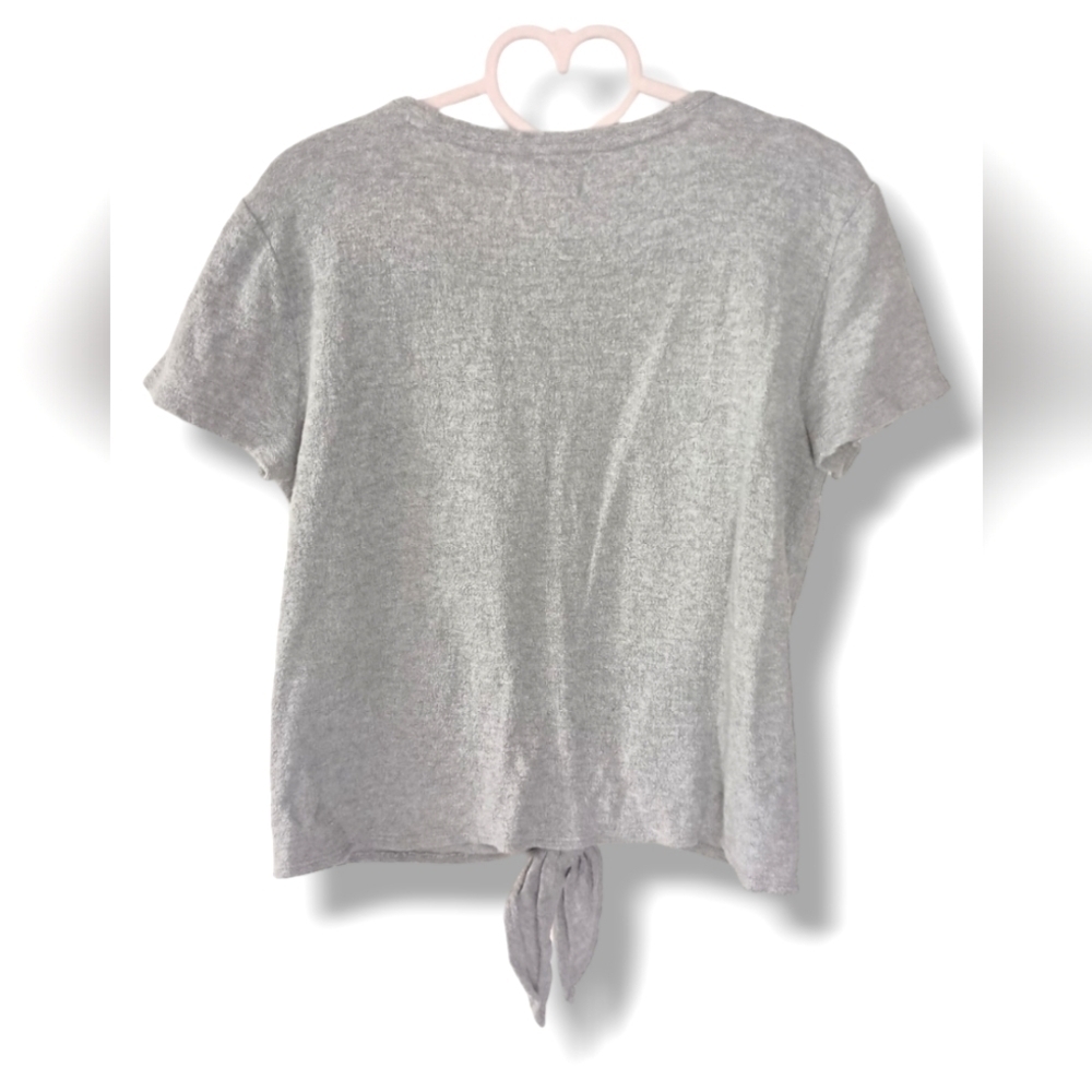 Madewell Tie Front Crew Neck Top In Gray - Picture 4 of 5